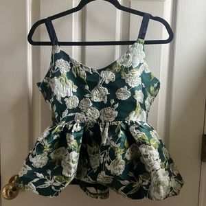 NWT petite small Anthropologie brocade peplum top